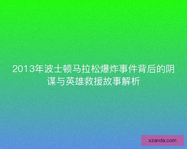 2013年波士顿马拉松爆炸事件背后的阴谋与英雄救援故事解析